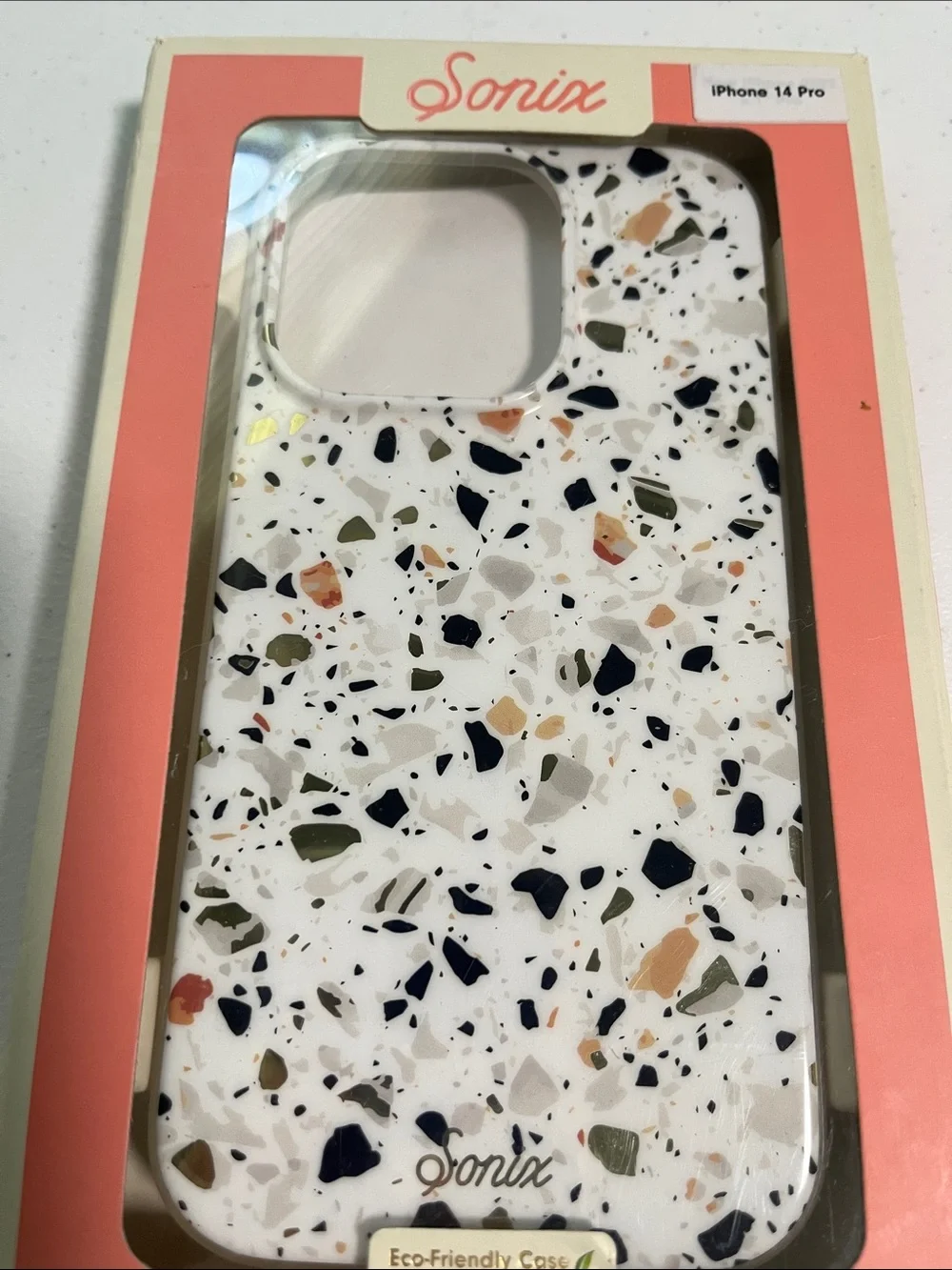 Sonix White Terrazzo iPhone 14 Pro Case with Multi-Colored Flecks